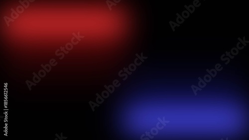 Blurred red and blue light gradients on black background abstract