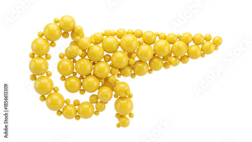 Yellow balloon arrow pointing right, creative decoration symbol for events and celebrations