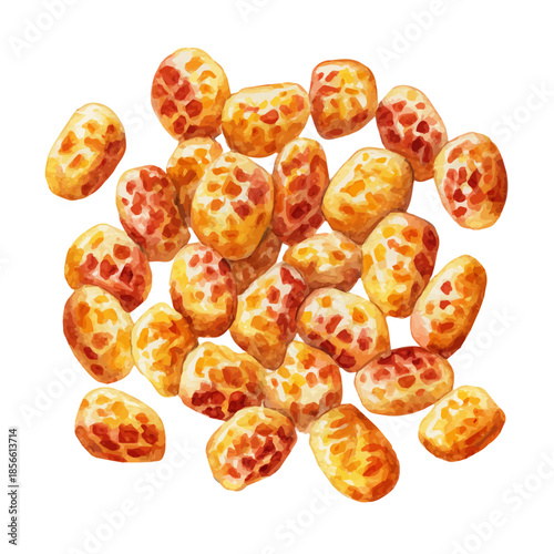 A watercolor painting of Gnocchi, vector illustration on white background.