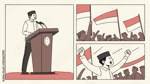 vector illustration of a man speech politics: Critical & Satirical (Matching the "Omon-Omon"