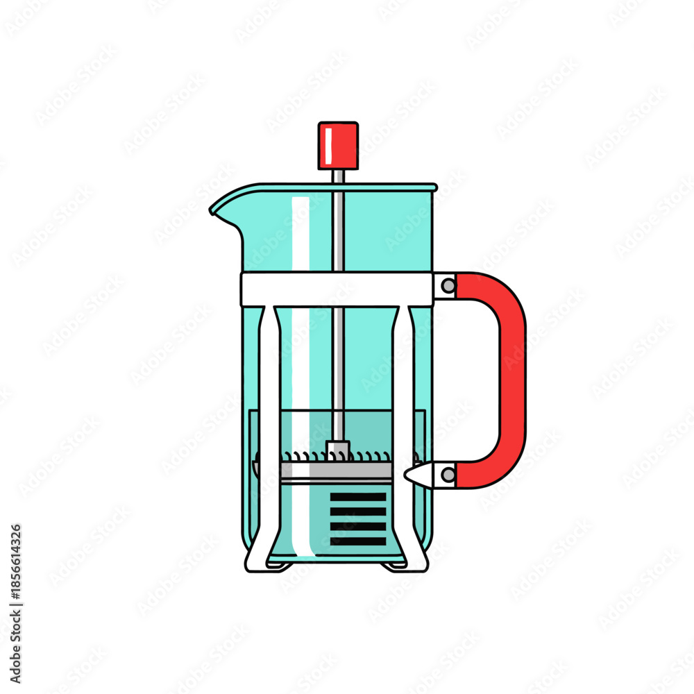 Fototapeta premium Stylized French press illustration showcasing minimalist kitchenware design and transparency