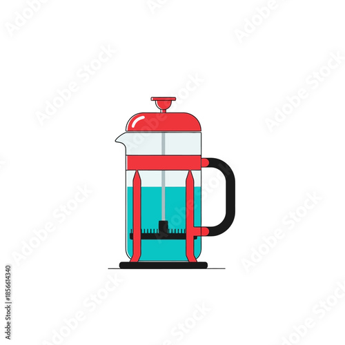 Minimalist french press illustration showcasing a fresh coffee brewing process visual guide