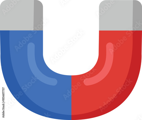 Science Horseshoe Magnet Red Blue Polarity Attraction Physics Vector Icon