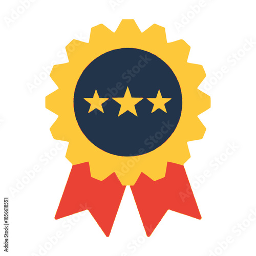 Winner medal ribbon icon with premium quality three stars design