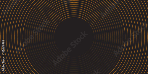Print3D brown lines techno abstract background overlap layer on dark space with circles shapes effect decoration. Modern graphic design element stripes style concept for web banner, card, or brochure 