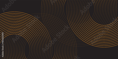 Print3D brown lines techno abstract background overlap layer on dark space with circles shapes effect decoration. Modern graphic design element stripes style concept for web banner, card, or brochure 