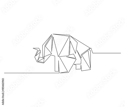 Continuous line drawing of a Geometric Elephant. Single line illustration of a Geometric Elephant. Illustration, Wild Life Concept, World Elephant Day. Editable outline