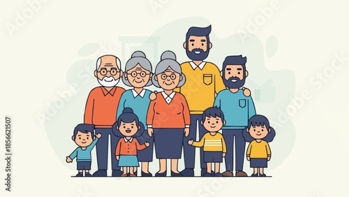 Happy Family Portrait Multi Generational People Together.