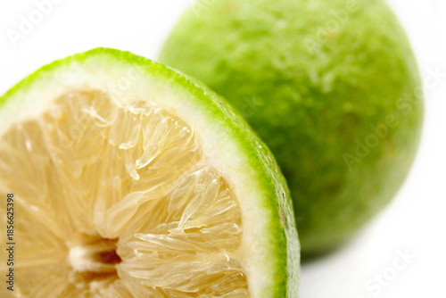 Fotografie Close up slice surface of lemon fruit, skin and texture