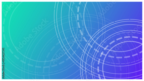 青グラデーションと同心円のテクノロジービジネス背景