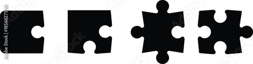 Puzzle set vector illustration creative problem solving logic challenge game simple modern style .