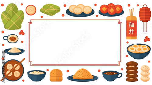 Traditional Chinese Food and Cultural Elements Collection for Festive Occasions