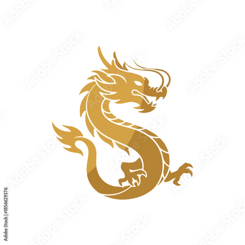 Golden Dragon Icon Symbolizing Strength and Prosperity - Perfect for Cultural and Mythological Themes