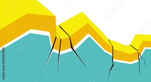 Abstract illustration of financial charts showing a downward trend with cracks indicating instability and risk.