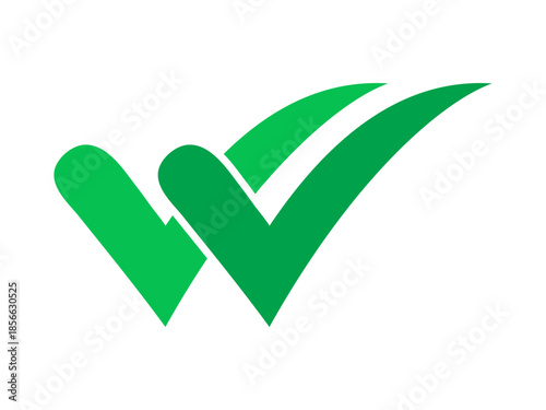 Double checking icon. Green double tick, check mark. Flat done sticker icon. Accept button. Good for web and software interfaces.