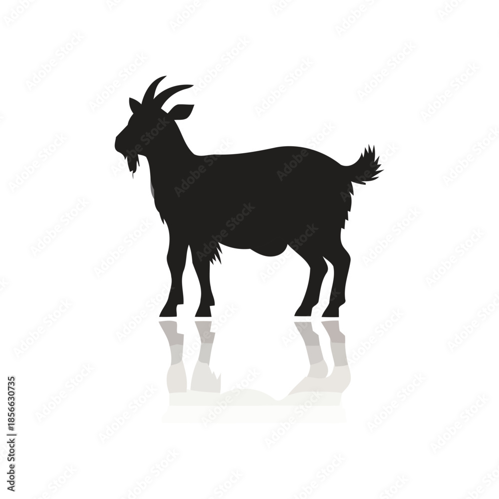 Fototapeta premium A majestic goat standing alone in a serene environment viewed from the side