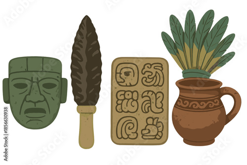 Ancient artifacts showcase cultural history in a creative and simple design