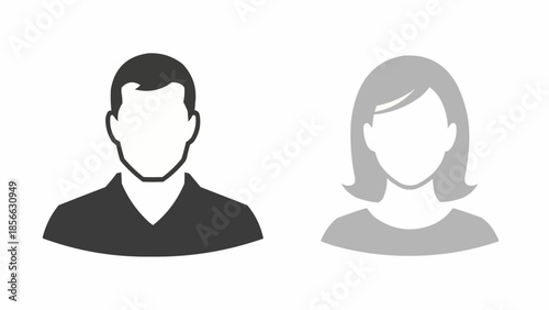 Male and Female User Profile Icons Representing People.