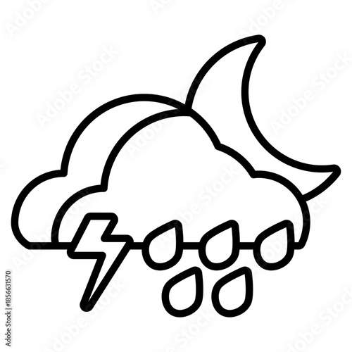 Night thunderstorm clouds vector icon. Weather icon line style. perfect use for logo, presentation, website, and more. modern icon design outline style 