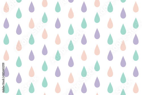 Colorful pattern of raindrops with different shades on a white background created for design and decoration purposes