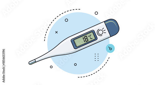 Electronic digital medical thermometer showing a temperature of thirty-eight degrees Celsius for fever and health monitoring.