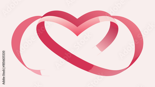 Minimalist Romantic Pink Ribbon Heart Graphic Design