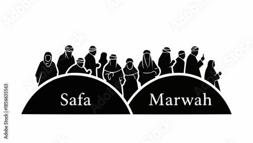 Pilgrims walking between Safa and Marwah during Hajj.