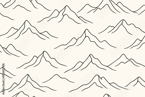 Mountain outline patterns fill the space with simple line art designs in a repeating style for use in crafts or print