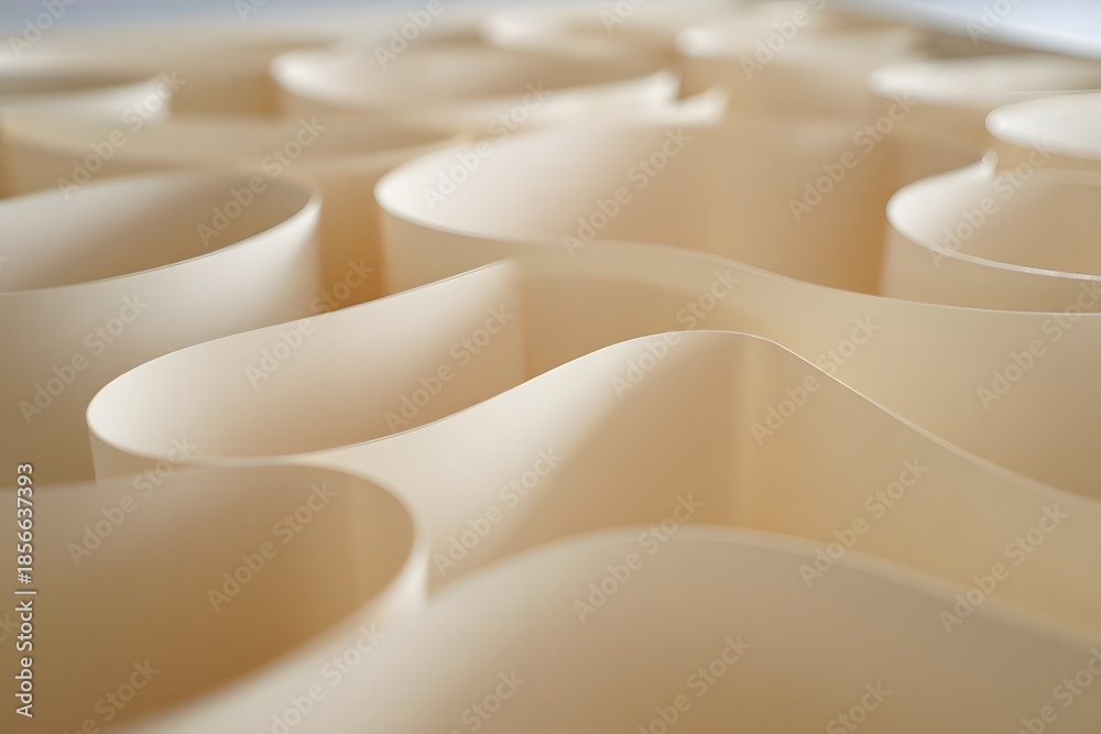 Fototapeta premium Wavy beige paper sculptures in modern artistic arrangement