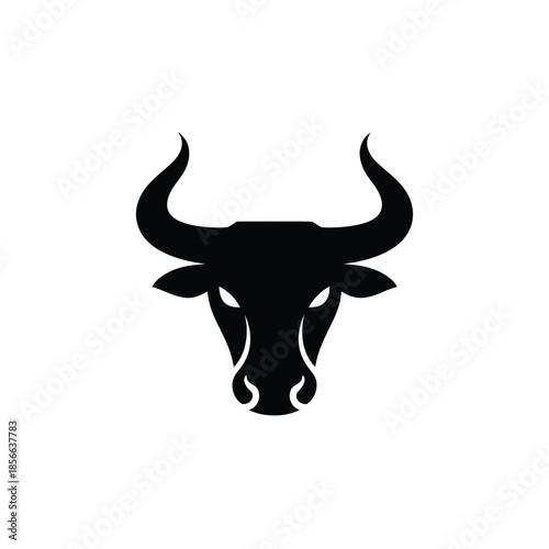 A striking black silhouette of a bull s head facing forward