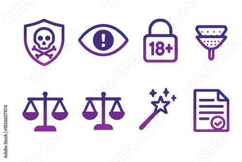 Symbols representing safety, security, and legal concepts in a simple arrangement for easy understanding