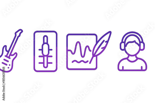 Music creation process with instruments and audio equipment in a studio setting during daytime