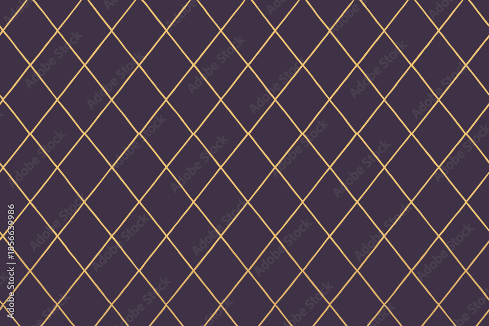 Fototapeta premium Pattern of diamond shapes with a dark background and golden lines across a uniform surface