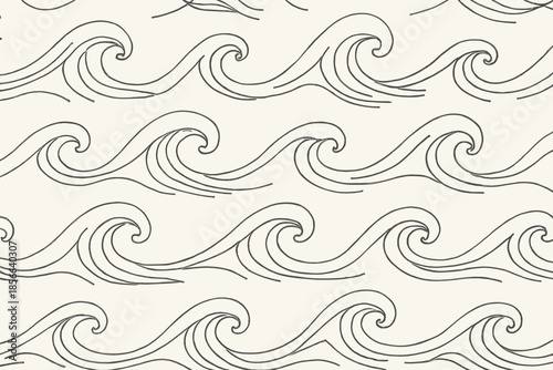 Waves drawn in simple lines on a light background, creating a continuous pattern across the surface