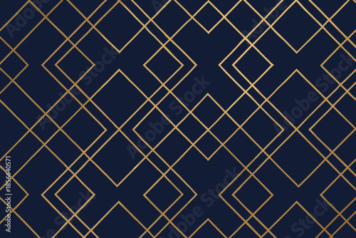 Dark blue background with golden diamond pattern in a geometric design for decor and art projects