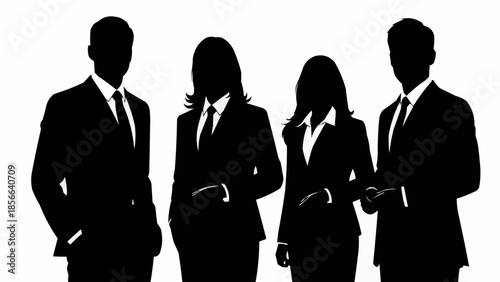 Silhouette group of business professionals in suits.