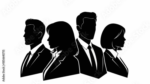 Silhouette Group of Business People Standing Together.