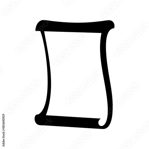 Simple scroll silhouette on a white background for classic paper aesthetic