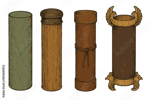 Different types of scroll cases designed for safe storage of important documents and writings