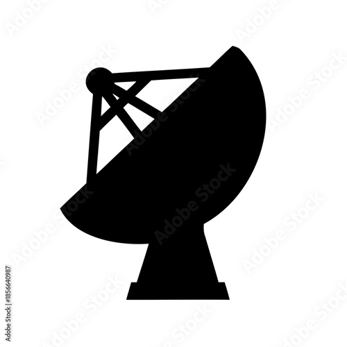 Silhouette illustration of a satellite dish antenna with triangular support structure
