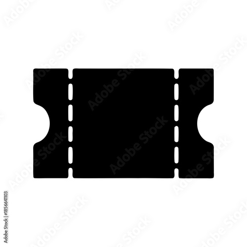 A minimalist black and white ticket stub with perforated edges icon