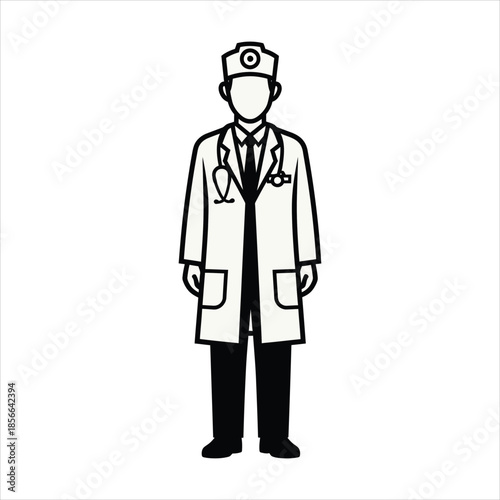 Illustration of a doctor standing in a white background