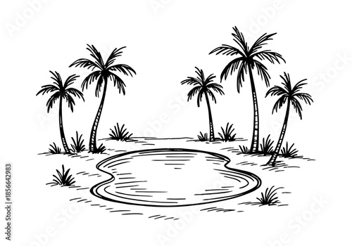 Oasis hand drawn simple sketch vector illustration