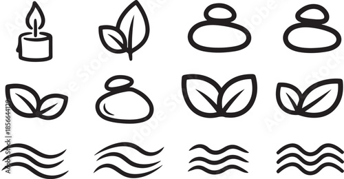 Spa and wellness icons for relaxation and mindfulness