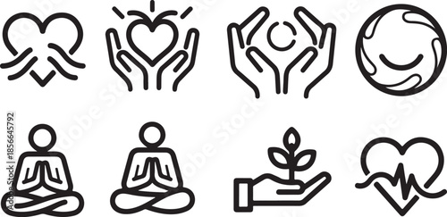 Mindful symbols for wellness and self-care concepts