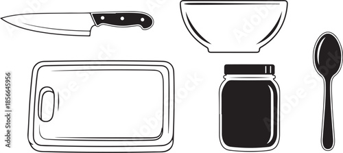 Kitchen utensils and tools for cooking and food prep