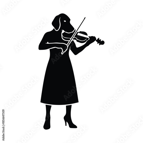 Dog playing violin Vector, illustration