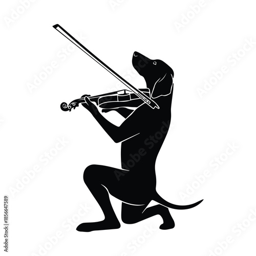 Dog playing violin Vector, illustration
