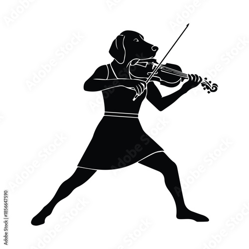 Dog playing violin Vector, illustration