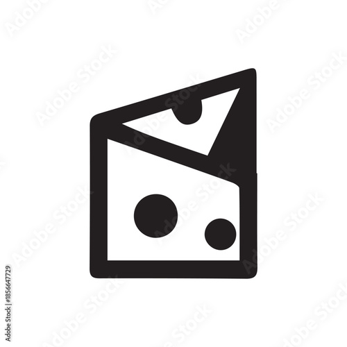 Minimalist black and white cheese wedge icon